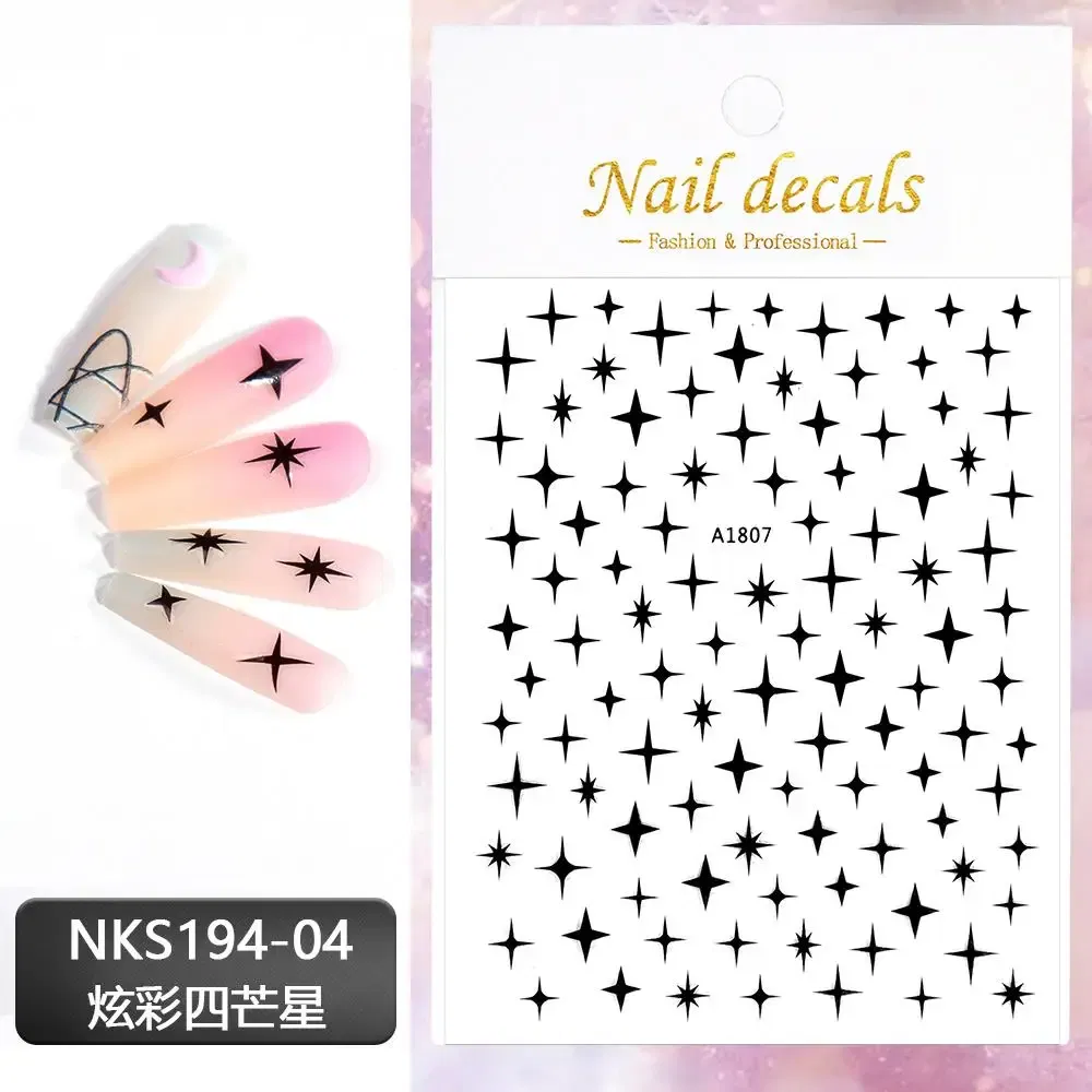 Color: Neon yellow - 3D Laser Silver/Rose Gold Hollow Cross Star Nail Art Stickers Design Self-Adhesive Hollow Cross Star Nail/Body Art Decor Sticker