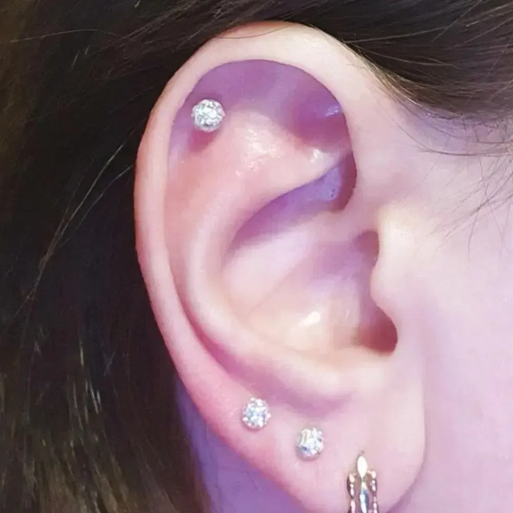 Metal color: Blue, Main Stone Color: GRAY - 16g 1.2mm Coated Crystal Steel Ear Stud Tragus Helix Cartilage 3/4/5mm CZ Ball 6/8/10/12/14mm Bar Barbell Piercing