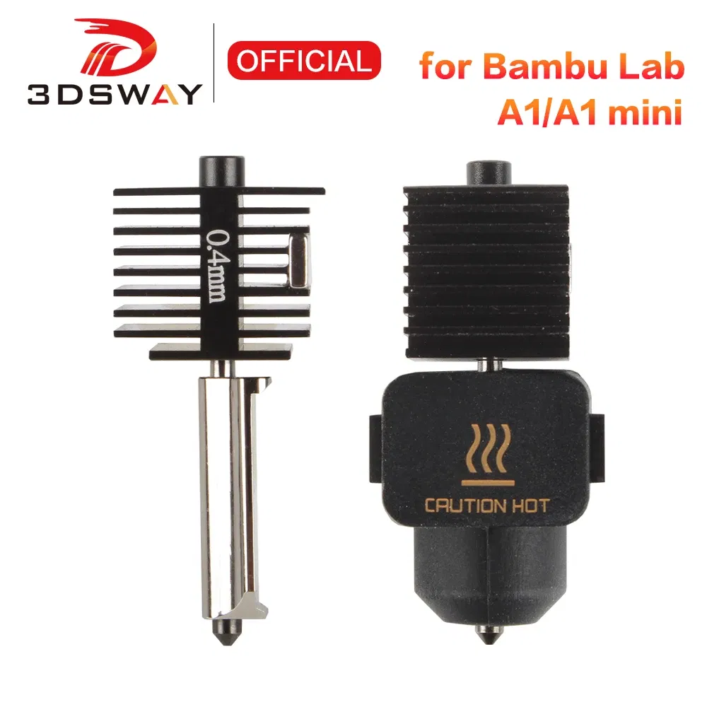 Color: Gold - Hardened Steel Nozzle For Bambu Lab A1 mini Hotend Kit 0.4/0.6/0.8mm Fast Speed Bambulab A1 Hot End Assembly 3D printer part
