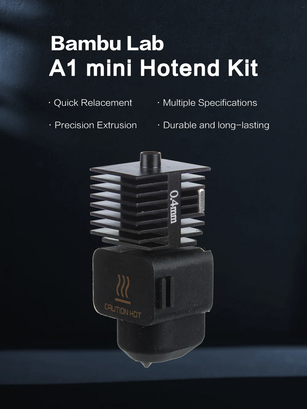 Color: Gold - Hardened Steel Nozzle For Bambu Lab A1 mini Hotend Kit 0.4/0.6/0.8mm Fast Speed Bambulab A1 Hot End Assembly 3D printer part