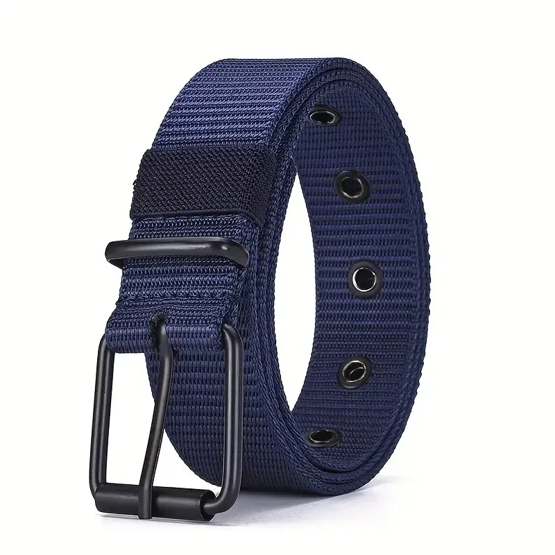Color: Red, Belt Length: 120cm - 1pc Mens Durable Nylon Canvas Belt - Heavy-Duty Tactical Work Belt with Stylish Quick-Release Prong Buckle for Everyday Wear