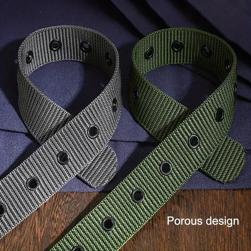 Color: Red, Belt Length: 120cm - 1pc Mens Durable Nylon Canvas Belt - Heavy-Duty Tactical Work Belt with Stylish Quick-Release Prong Buckle for Everyday Wear