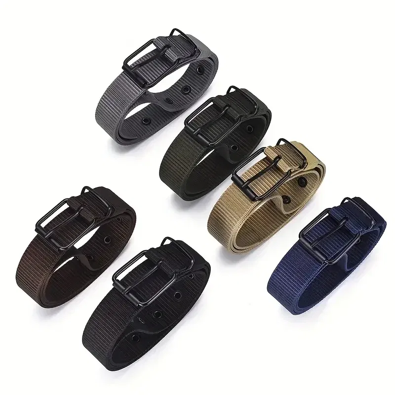 Color: Red, Belt Length: 120cm - 1pc Mens Durable Nylon Canvas Belt - Heavy-Duty Tactical Work Belt with Stylish Quick-Release Prong Buckle for Everyday Wear