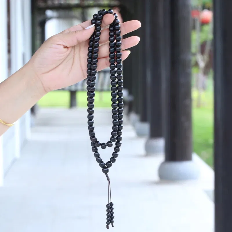 Metal Color: RED-BROWN - New Ebony Beaded Necklace 99 Pieces 108 Mara Yoga Unisex
