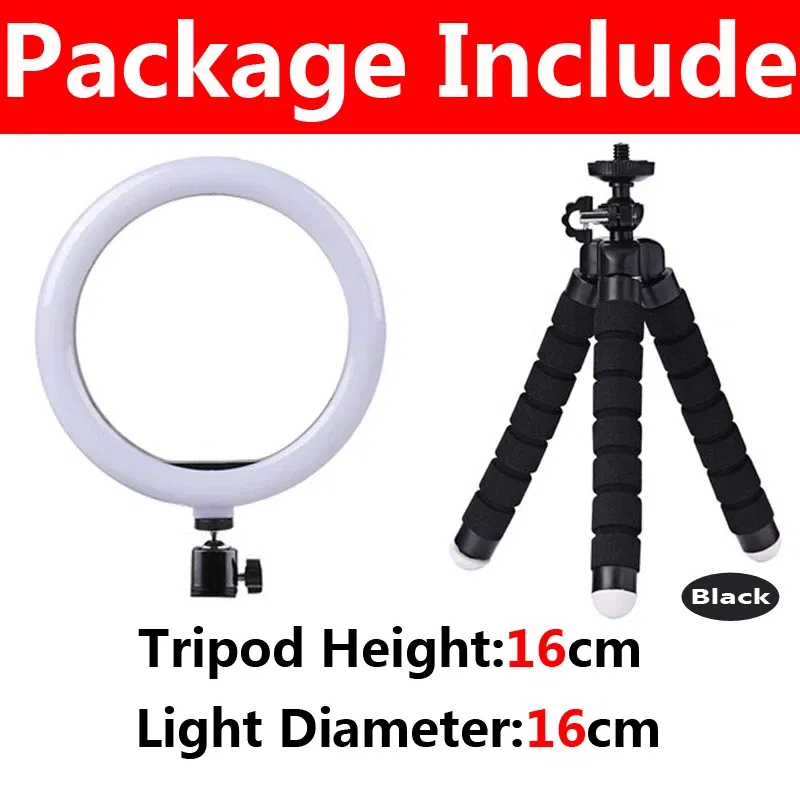 Color: WHITE - 10 inch LED Selfie Ring Light Dimmable Photography Fill Lamp with Mini tripod for Mobile Phone Live Video Photo Studio Ringlight