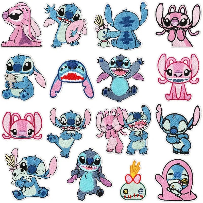 Color: Antique Brass - 1pcs Lilo & Stitch Embroidery Cloth Stickers Disney Bags Clothes DIY Accessories Kids Pants Hole Repair Iron On Patch Applique