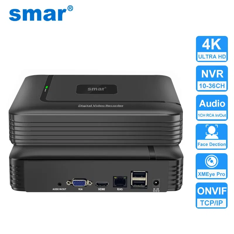 Video Input: 16CH, Ships From: CHINA, Plug Standard: US Plug - Smar H.265 CCTV NVR Face Detection 10CH 16CH 32CH 36CH Max 4K Output Security Video Recorder Motion Detect P2P Onvif XMEye APP