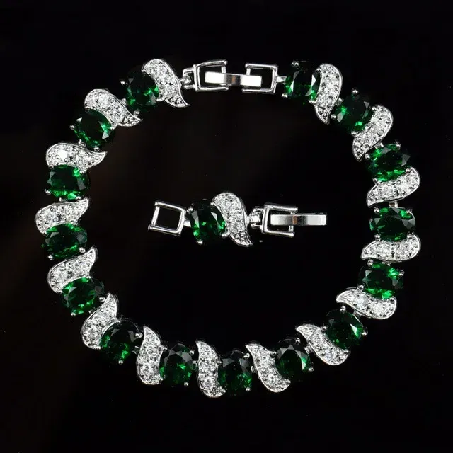 Metal Color: Hot Stamping - Fashion Exquisite Color Crystal Inlaid Ladies Charm Bracelet Engagement Wedding Jewelry