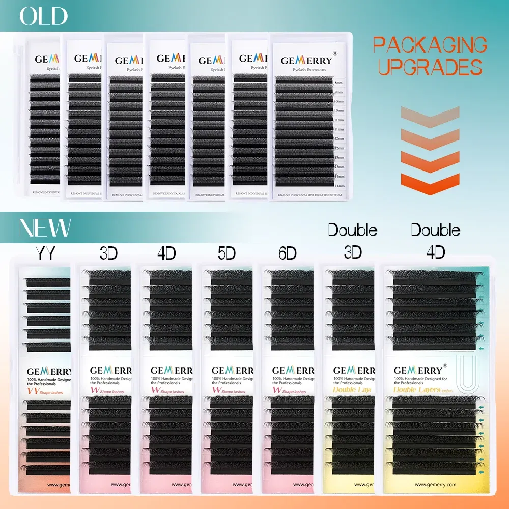 Color: Orange, Curl: D, Thickness: 0.07mm, Length: MIX, Ships From: CHINA - Gemerry YY Shaped Eyelash Extension Automatic Flowering W Shape Bloom 3D 4D 5D 6D 8D Premade Fans Eyelash Makeup Volume Lashes