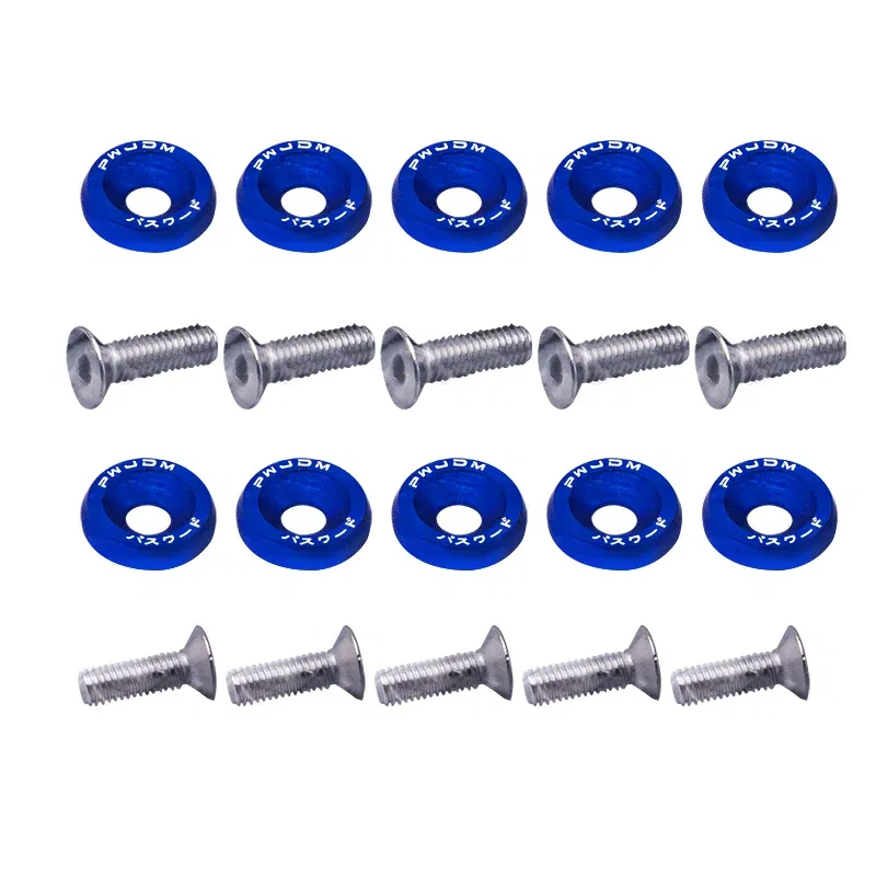 Color Name: PURPLE - Universal 10PCS M6 Car Styling Modification JDM Sticker Stickers Password Fender Washer License Plate Bolts Auto Accessories