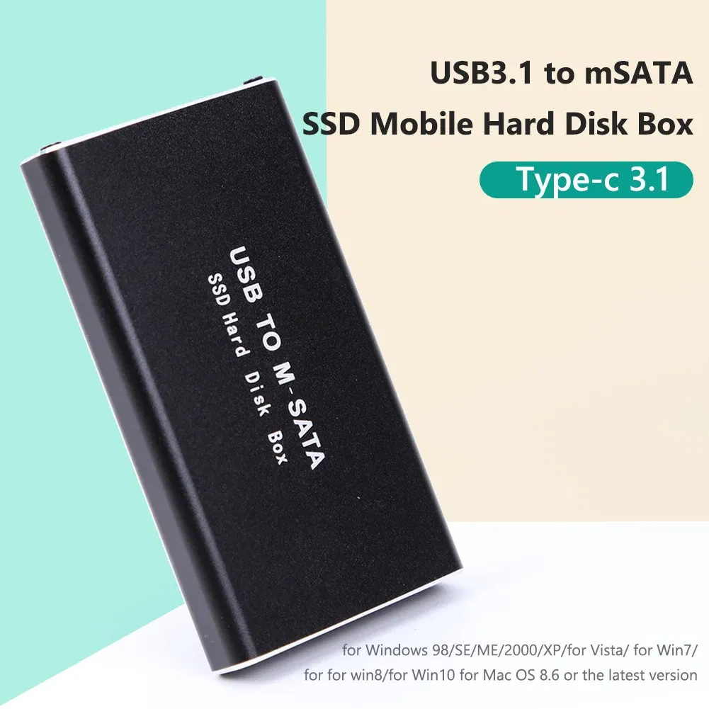 Color: black - mSATA to USB 3.1 3.0 SSD Case Enclosure Mini SATA USB Adapter External Solid State Disk Box for 30x50 mSATA HD Hard Disk