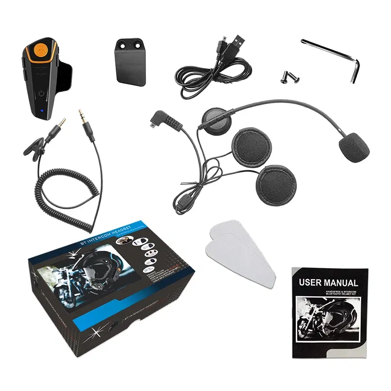 Color: Red - BT-S2NS Motorcycle Helmet BT Headset Intercom Moto Waterproof Multi BT Interphone 1000M Interfones MP3 FM Intercomunicador