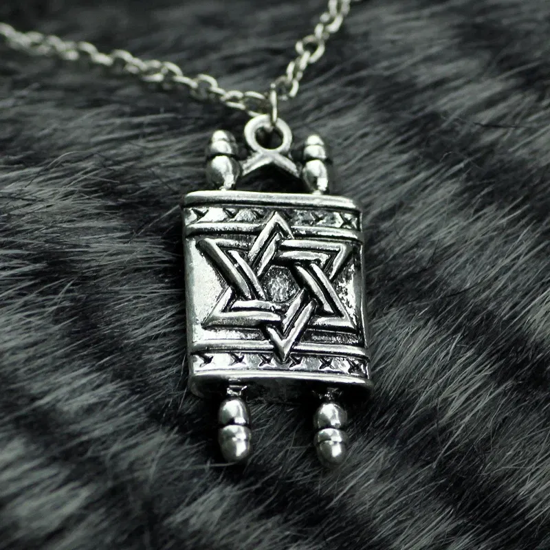 Viking Odin's Symbol Of Norse Runic Telescope Design Alloy Pendant Charm Necklace Silver Plated Fashion Six Awn Star Necklaces