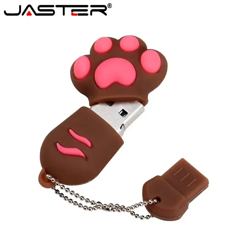 Capacity: 16GB, Color: Pink - JASTER Cute Cat Claw USB Flash Drive 64GB Cartoon Memory Stick 32GB Creative Gift Pen Drive 16GB Pink Silicone External Storage