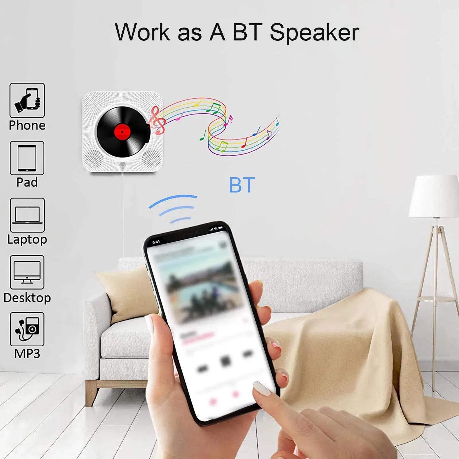 Color: black, Ships From: CHINA - New! Portable CD Player Bluetooth Speaker Stereo CD Players LED Screen Wall Mountable CD Music Player with IR Remote Control FM
