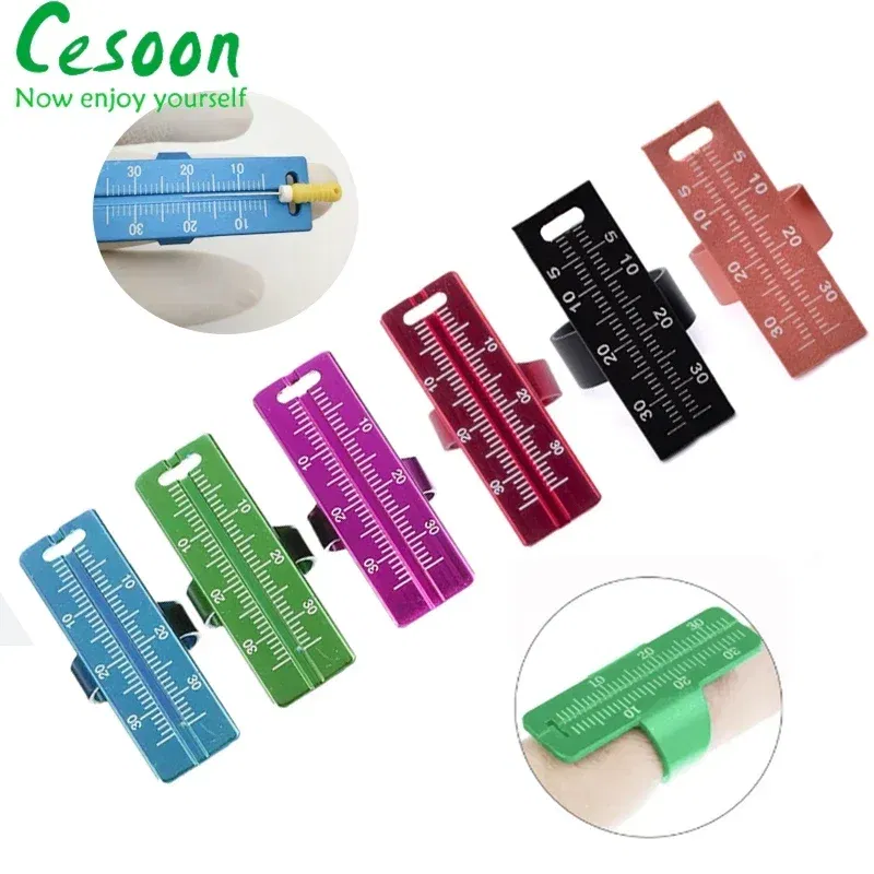 Color: Deep Fog Grey - 1Pc Dental Ring Ruler Colorful Dentistry Root Canal Measuring Ruler Endodontic Measuring Equipment Aluminium Alloy Instrument