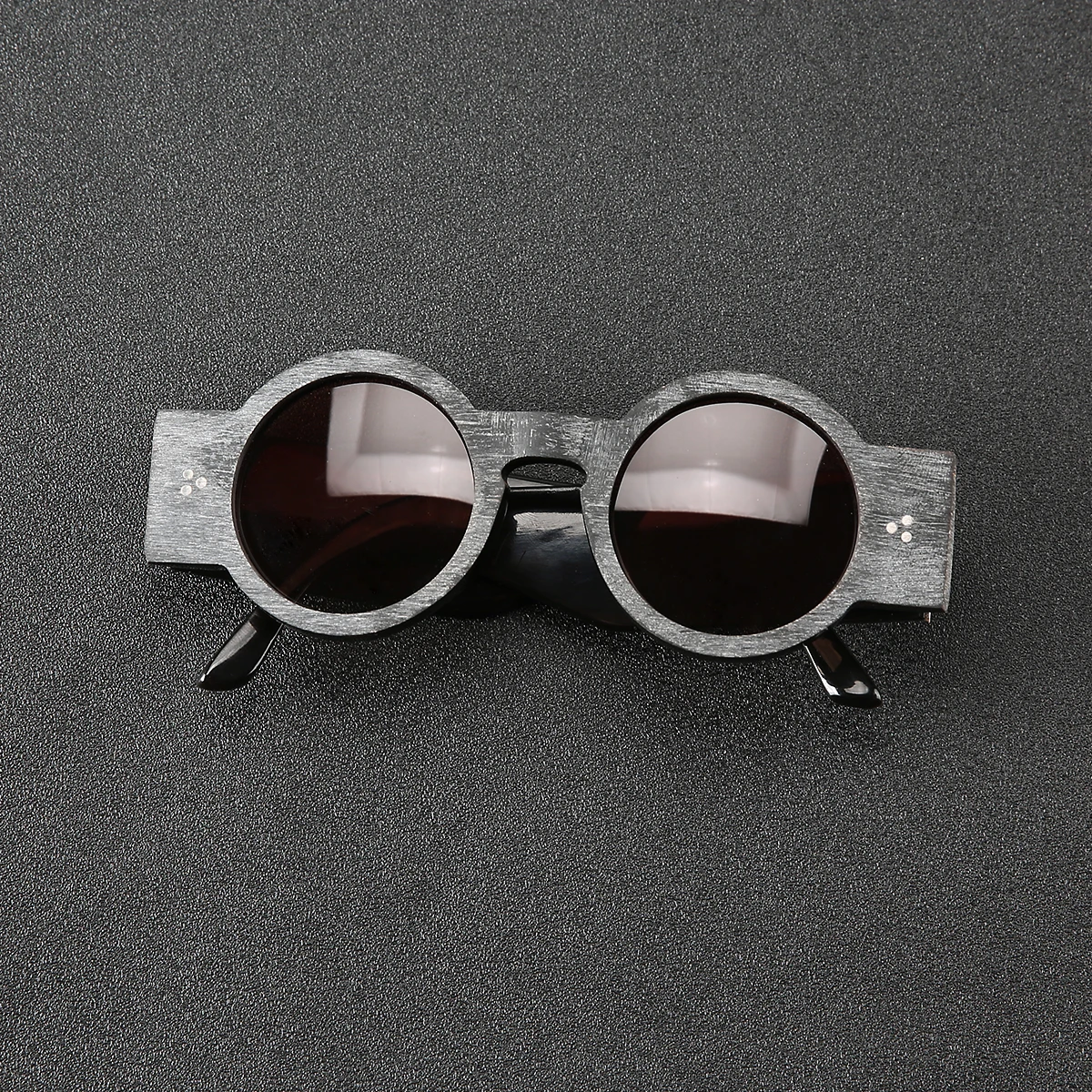 Frame Color: black, Ships From: CHINA - Punk style retro personality round frame rough matte wide temple sunglasses frame buffalo horn material handmade custom