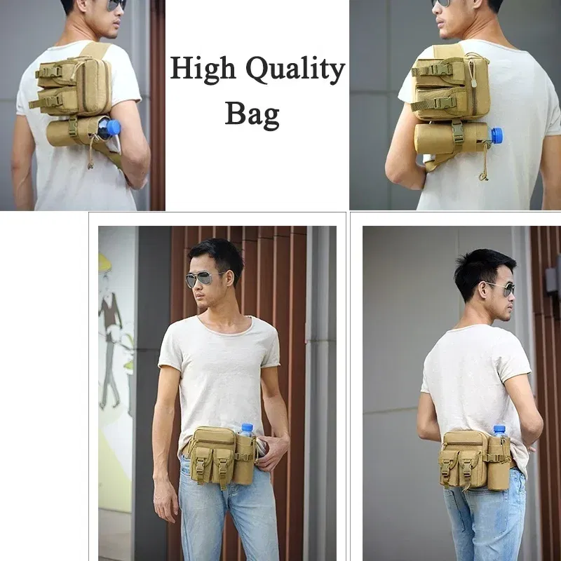 Color: green - Men's Tactical Casual Fanny Waterproof Pouch Waist Bag Packs Outdoor Military Bag