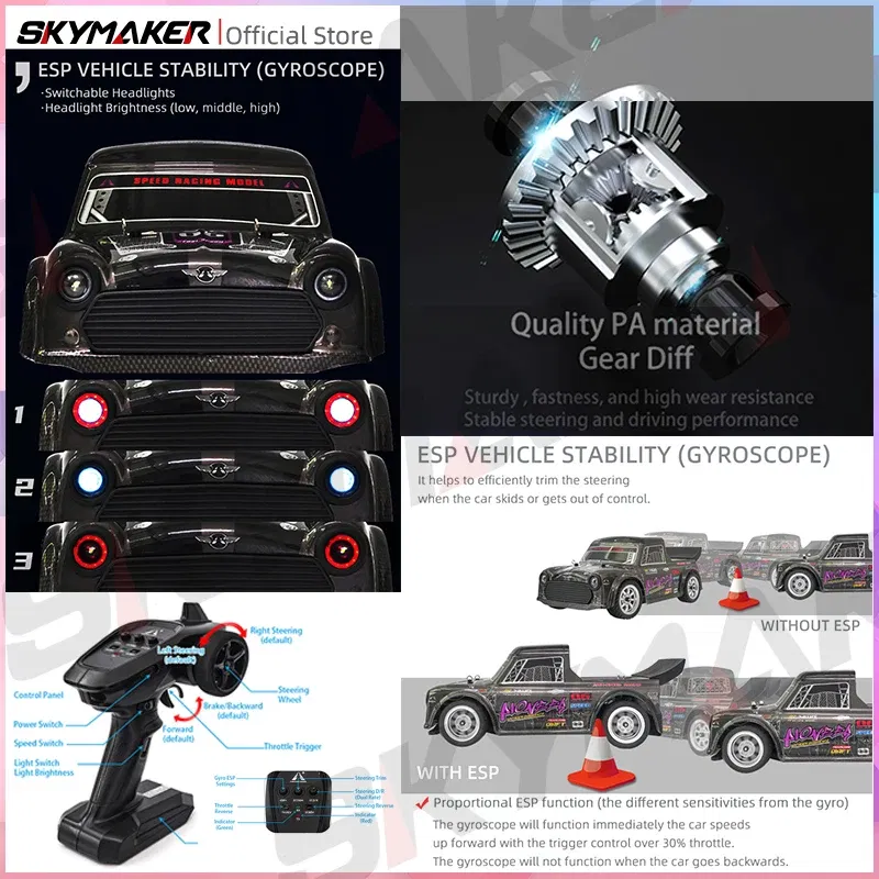 Color: GRAY - RC Racing Car 1/16 UD1604 UD1603 Ud1607 UD1608 RC Car High Speed 2.4G Brushless 4WD Drift Remote Control Drift Car Toys For Boys