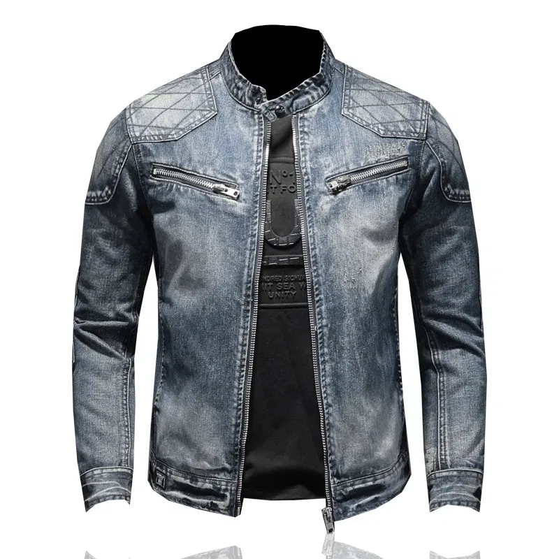 Men Fleece Thick Streetwear Denim Jackets Men Vintage Blue Bomber  Jacket Male Outwear Plus Velvet Windbreaker Coats