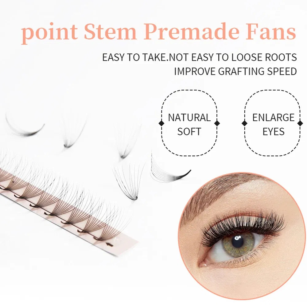 Color: Rose Red, Curl: C, Thickness: 0.07mm, Length: 9mm - Goddess Premade Volume Fans 5D 6D 10D 12D 16D 20D MIX Individual Lashes Pre Made Russian Volume Fan Eyelash Extension Faux Mink