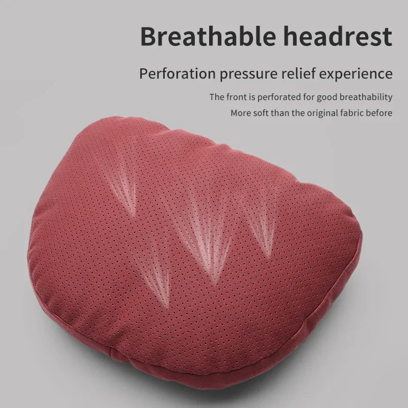 Color: Red - Top Quality Car Headrest Neck Support Seat Soft Neck Pillow Breathable For Maybach S Class Design Universal Protector Neck