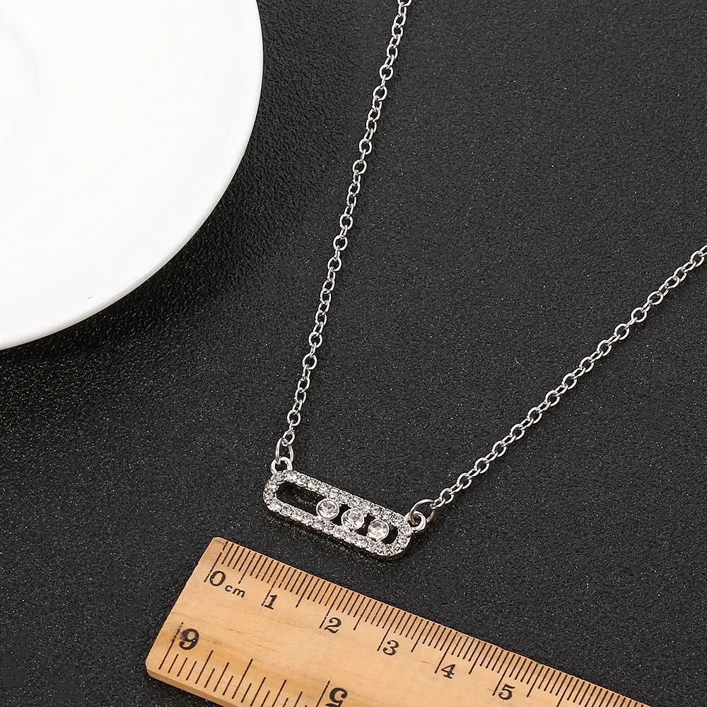Metal Color: Light Yellow Gold Color, Ships From: CHINA - Shiny Rhinestone Geometry Fashion Pendant Necklace Women Sweet Iced Out Clavicle Temperament Bling For Female Party Charm Gifts