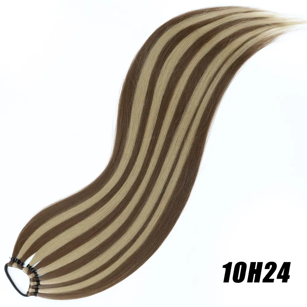 Color: NC/4HL, Ships From: CHINA, Stretched Length: 24inches - Synthetic 24Inch Ponytail Extensions Black Natural Braided Pony Tail Hairpiece Long Straight Rubber Band Hair For Women