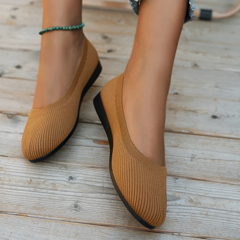 Color: Clear, Shoe Size: 41 - Elastic Knitting Flats Slip on Shoes for Women 2024 Summer Breathable Soft Loafers Woman Lightweight Casual Shoes Mom Moccasins