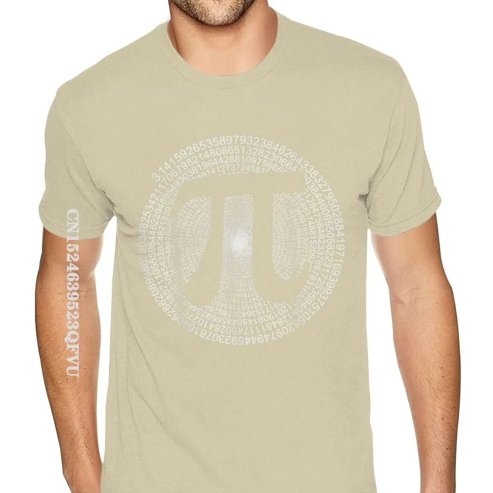 Color: Khaki, Size: M - Classic Pi T Shirt 3,14 Pi Number Symbol Math Science Gift Tee Shirts For Men Make Your Own Soft Cotton HipHop Print Tee