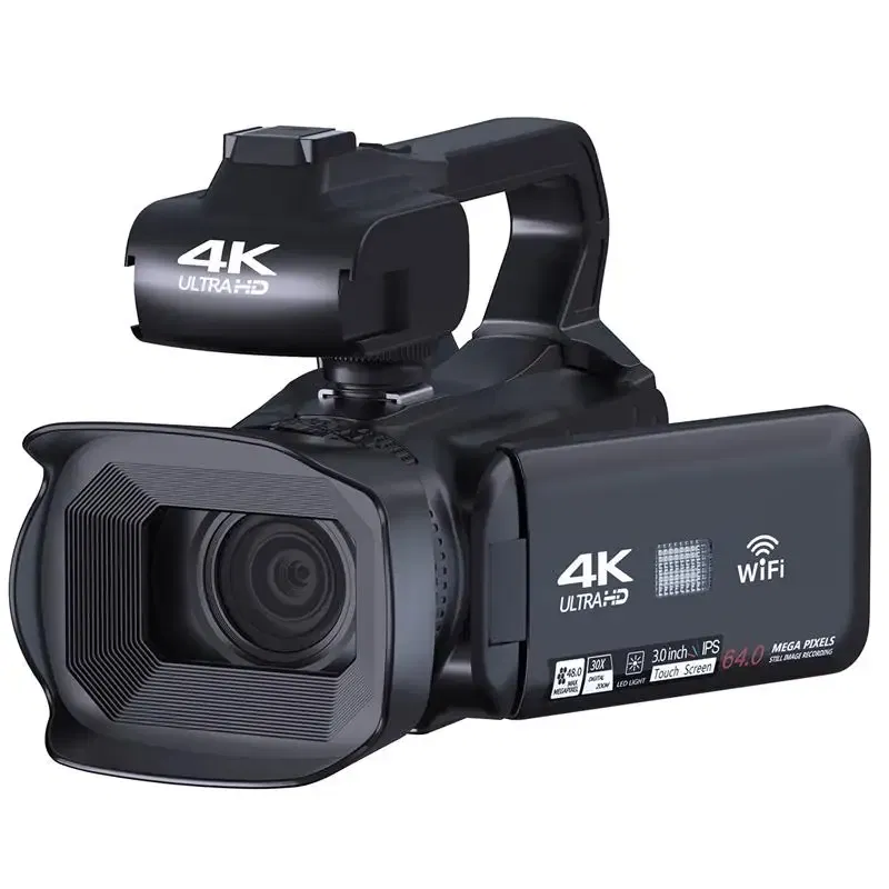 Bundle: Bundle1, Color: GRAY, Ships From: CHINA - New 4.0"Touch Screen Digital Video Camera YouTube Camcorder 4K Ultra HD camera 64MP Streaming Camera