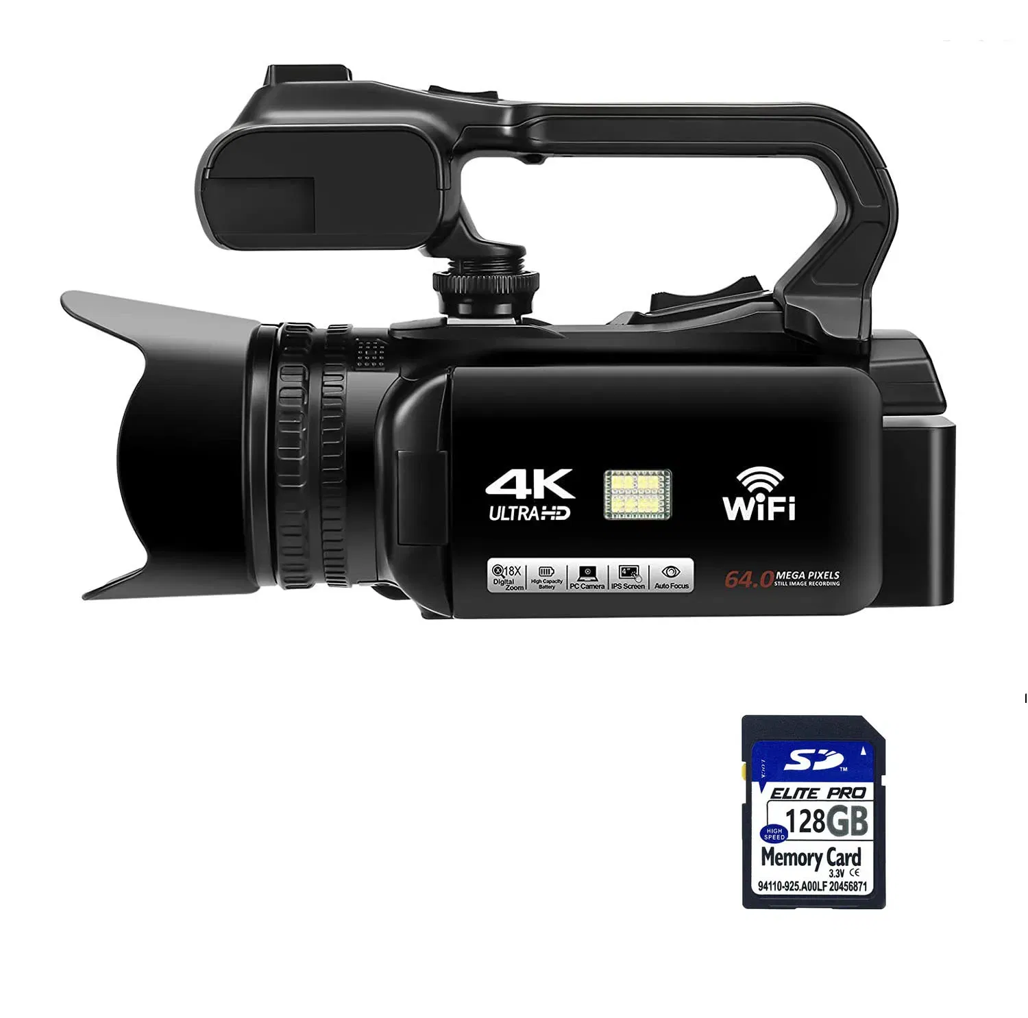 Bundle: Bundle1, Color: GRAY, Ships From: CHINA - New 4.0"Touch Screen Digital Video Camera YouTube Camcorder 4K Ultra HD camera 64MP Streaming Camera