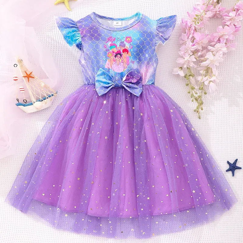 Color: black, Size: One Size, Ships From: CHINA, Height: 158 - KPop Demon Hunter Christmas Princess Dress Girl Fashion Casual Autumn Butterfly Dress Wedding Birthday Party Dress Gift Clothes