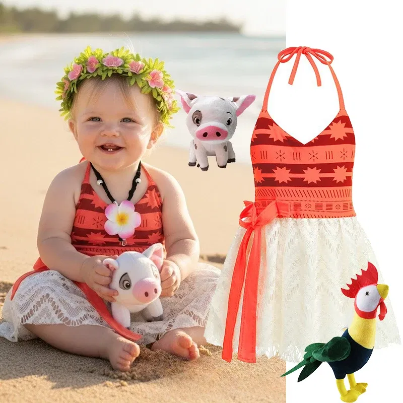 Color: Ivory, Kid Size: 12 - Little Girls Cospaly DISNEY Moana Kids Two Pcs Set Top +Pants Infant Vaiana Role Play Festival Princess Costume Casual Clothes