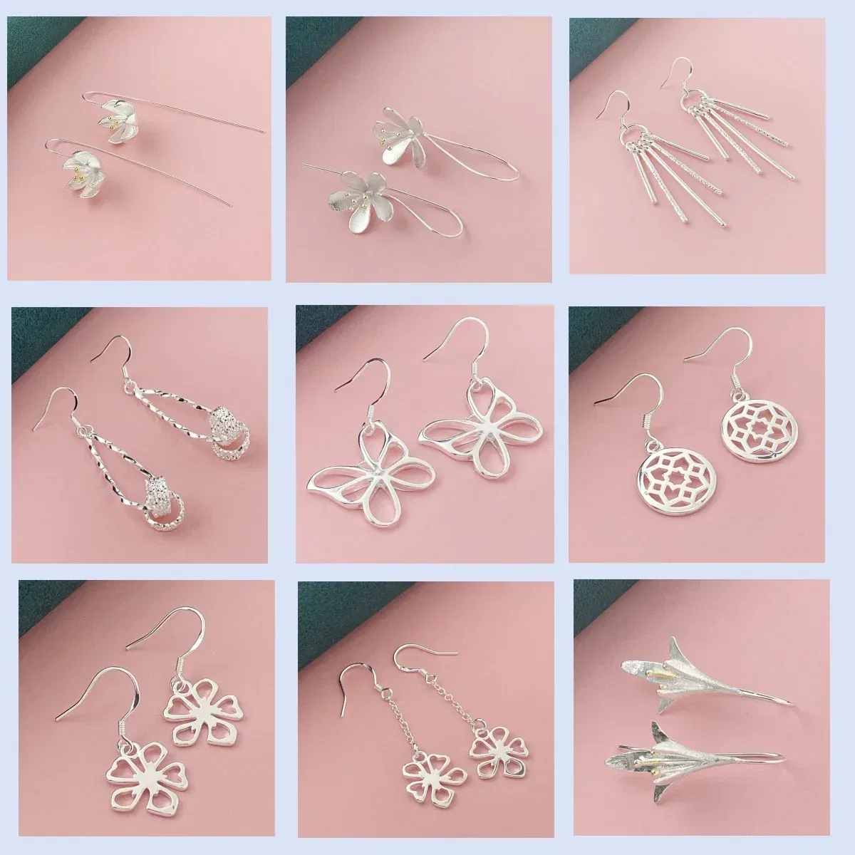 Gem Color: WHITE - 925 Silver Heart Shape Earrings Women Exquisite Student Jewelry Accessories