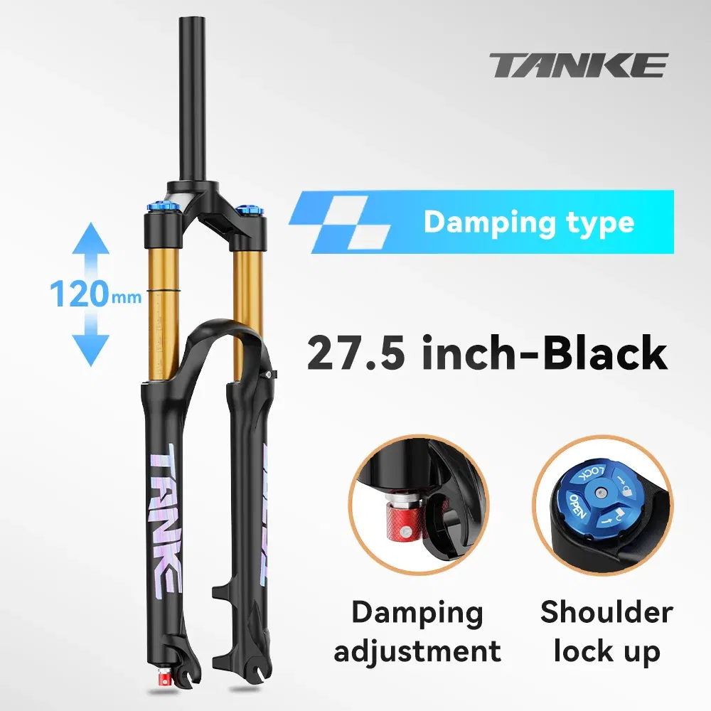 Color: PURPLE - TANKE Bike Fork Rebound Adjustable MTB Air Front Suspension 26/27.5/29 Inch 120mm Travel Quick Release Fork Bicycle Accessories