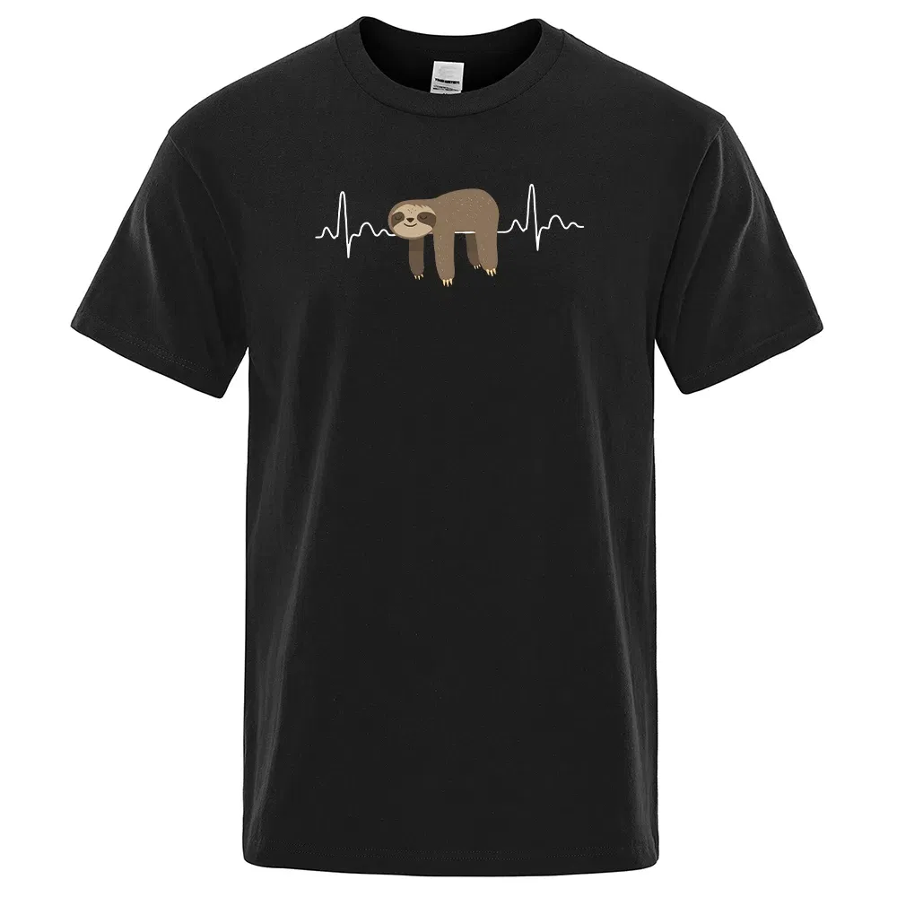 Color: Navy Blue, Size: XL - Sloth Resting On Tummy Printing Mans T Shirts Crewneck Soft T-Shirts Comfortable S-XXXL Tee Shirts Oversized Casual T-Shirt Man