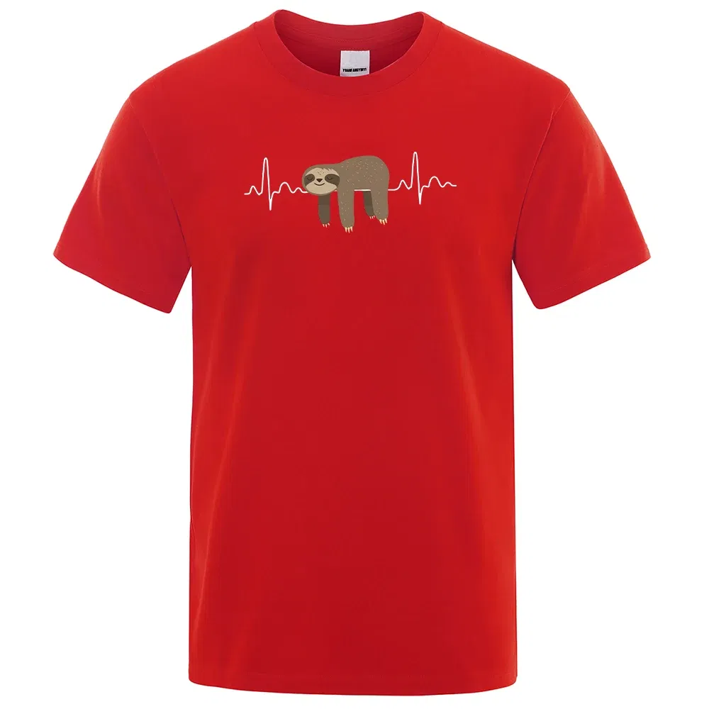 Color: Navy Blue, Size: XL - Sloth Resting On Tummy Printing Mans T Shirts Crewneck Soft T-Shirts Comfortable S-XXXL Tee Shirts Oversized Casual T-Shirt Man