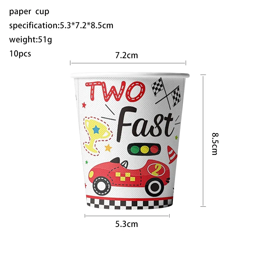Color: plum, Capacity: 480ml - Racing Car Disposable Tableware PLates Cups Napkin Tablecloth Two Fast Birthday Party Decorations