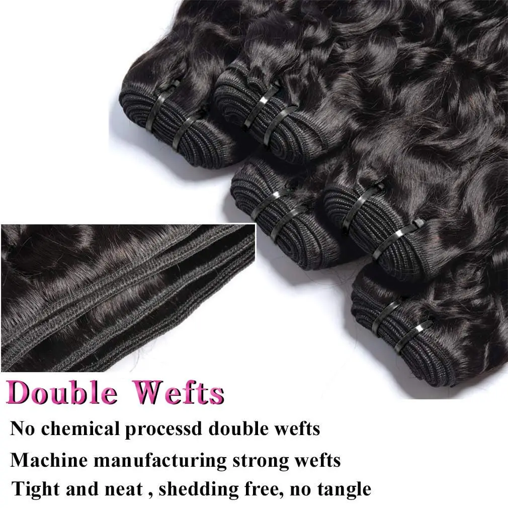 Color: #1, Material Grade: Remy Hair, Longest Hair Proportion: 25%-30%, Ships From: CHINA, Stretched Length: 20 22 22 - Water Wave Bundles 10A Peruvian 100% Human Hair Bundles 1 3 4 Bundles Deal Wet And Wavy Curly Hair Extensions