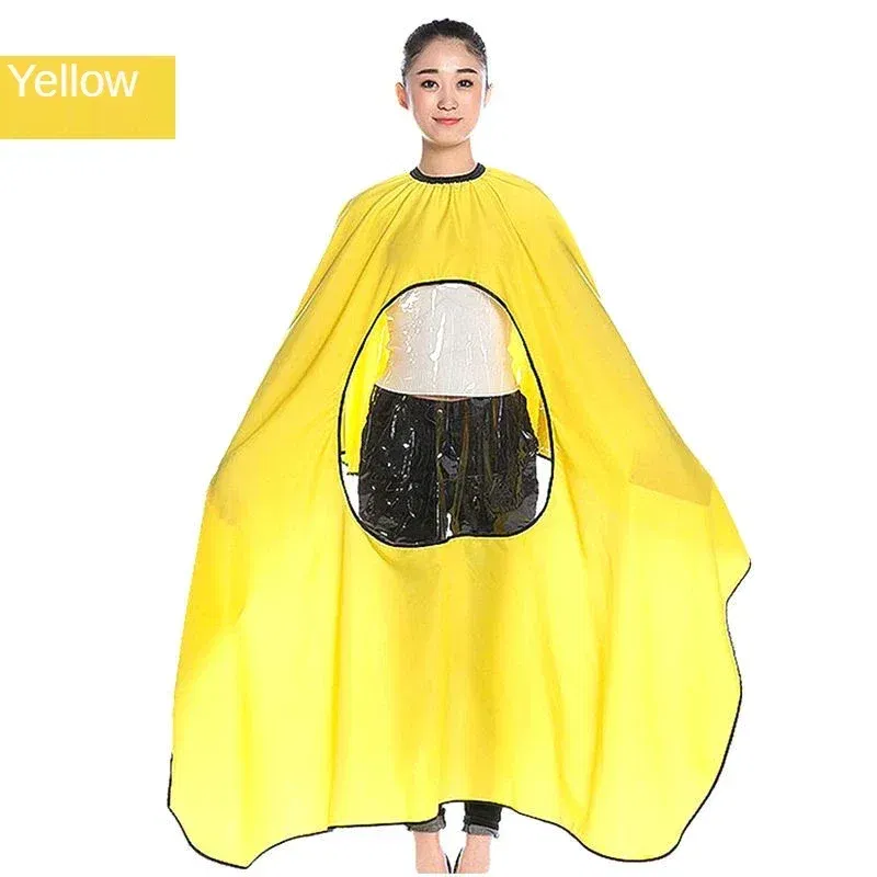 Color: Yellow, Ships From: CHINA - Professional Waterproof Styling Salon Barber Hairdresser Hair Cutting Hairdressing Gown Cape with Viewing Window Apron