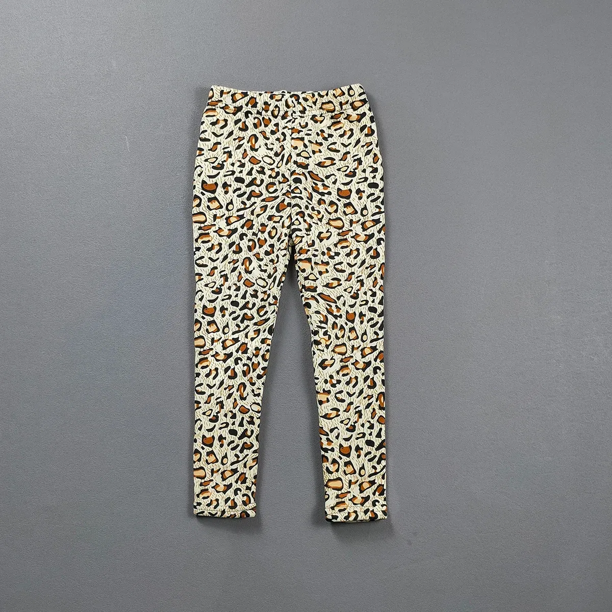 Color: Pink, Kid Size: 4 - 2-11Y Girls' Pants Autumn and Winter Slim Fit Warm Bottom Pants Thickened Velvet Printed Children's Pants Baby Casual Pants