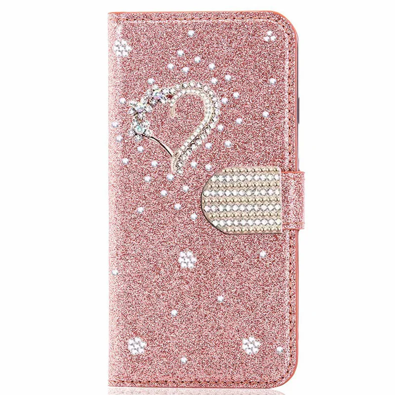 Color: Rose, Material: Other - Glitter Wallet Leather Case For Samsung Galaxy S25 FE S24 Ultra S23 Plus S22 S21 A35 A36 A56 A55 A13 A14 A15 A16 A26 A34 A33 A54