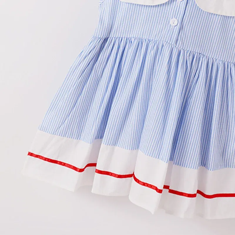 Color: PURPLE, Kid Size: 6M - 2024 New Summer 2-7Yrs Baby Girl Party Dress Sleeveless Cotton Embroidery Splicing Kids Princess Dresses Sister Clothing