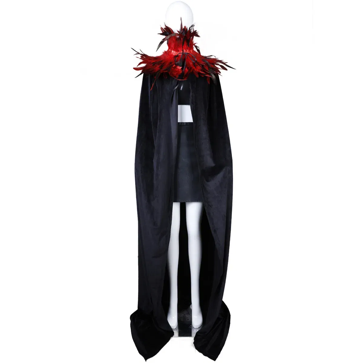 Color: Red - Feather Shawl With Elegant Gothic Style Cloak With Soft Feathers Perfect For Halloween Or Cosplay