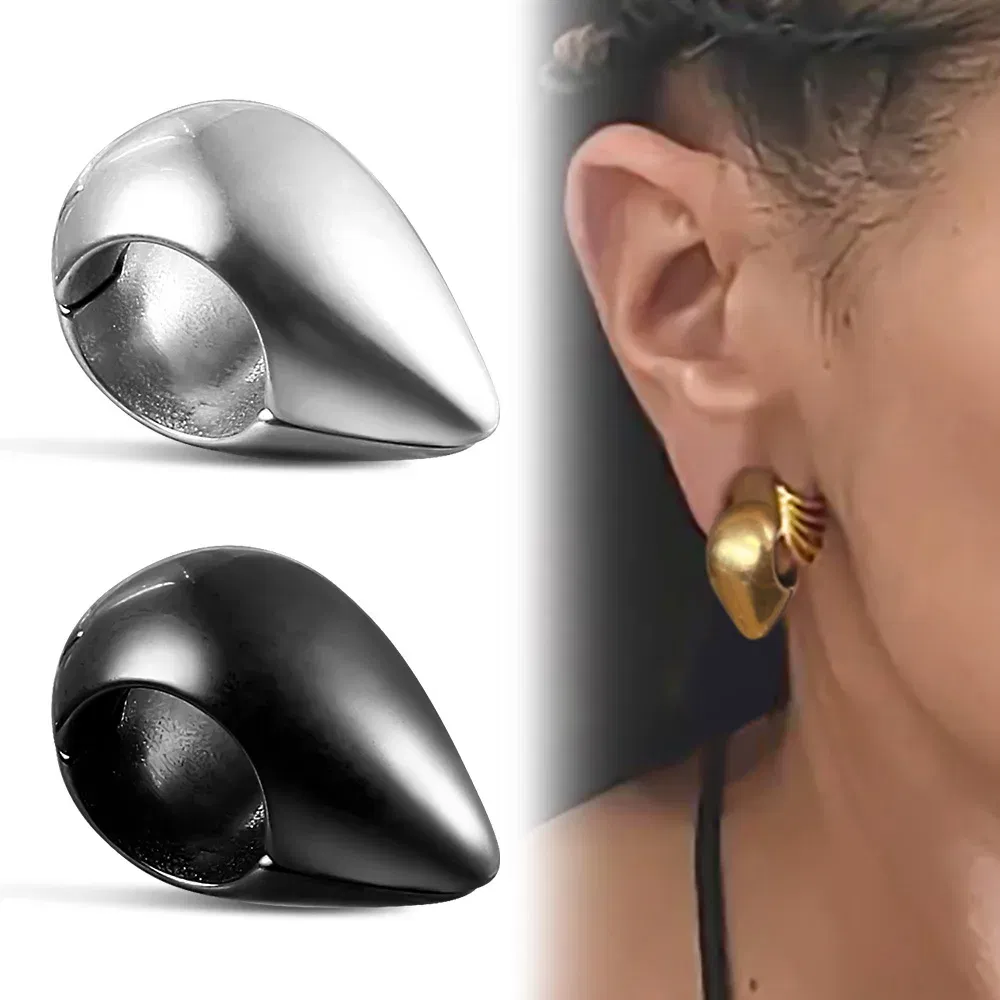 Metal color: Rhodium Plated, Main Stone Color: black - Giga 00g Teardrop Stainless Steel Ear Expander Weights Gauges For Women, 10mm Ear Stretcher Hanger Piercing Body Jewelry