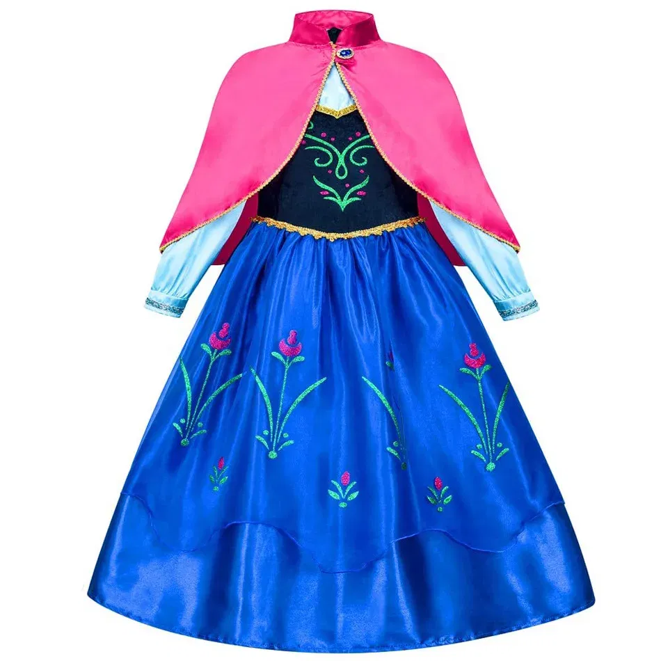 Kid Size: 9, Color: Coffee - Disney Frozen Elsa Anna Princess Dresses Girls Mesh Sequin Dress Kids Cosplay Snow Queen Costumes Carnival Birthday Party Gowns