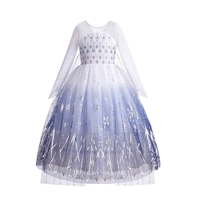 Kid Size: 9, Color: Coffee - Disney Frozen Elsa Anna Princess Dresses Girls Mesh Sequin Dress Kids Cosplay Snow Queen Costumes Carnival Birthday Party Gowns
