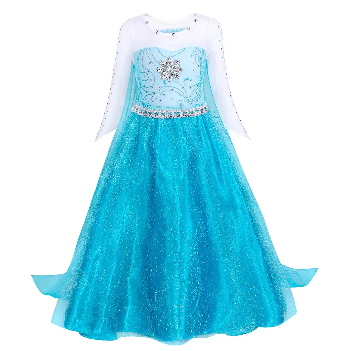 Kid Size: 9, Color: Coffee - Disney Frozen Elsa Anna Princess Dresses Girls Mesh Sequin Dress Kids Cosplay Snow Queen Costumes Carnival Birthday Party Gowns