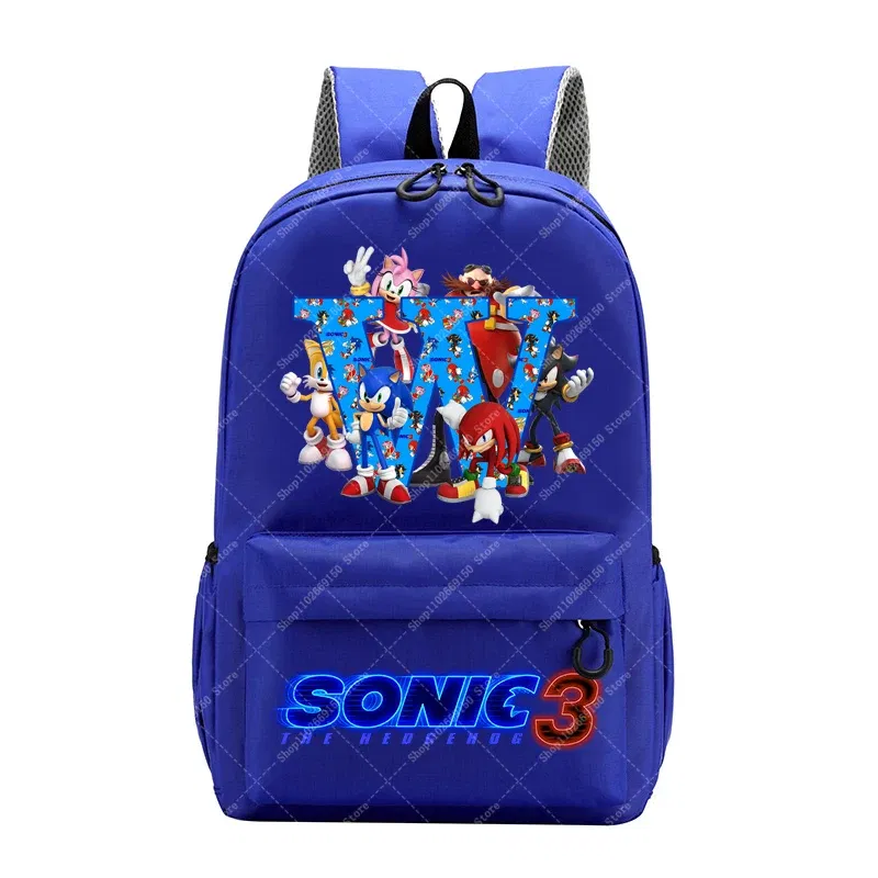 Color: Pale pinkish gray, Size: 12" - Sonics Children Cartoon Schoolbag Kids Anime Cute Backpack Boy Fashion Knapsack Student Casual Shoulders Book Bag Xmas Gift 2025